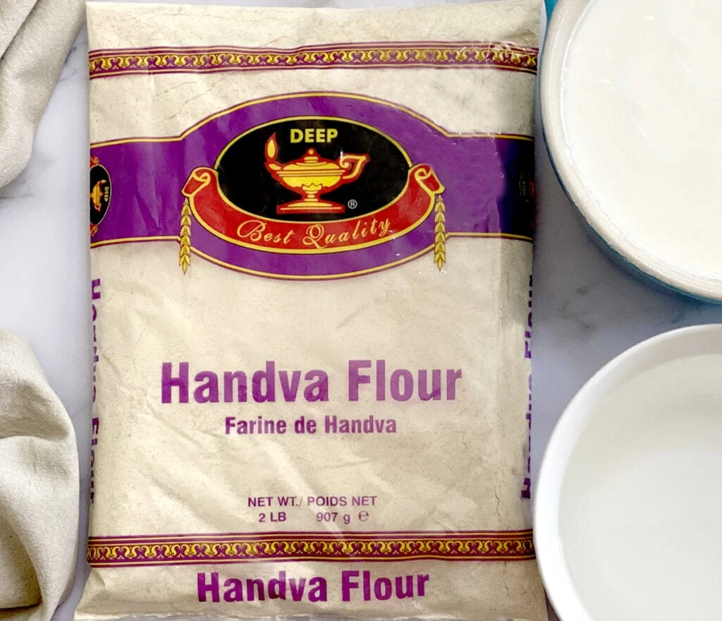 Handvo flour in a plastic bag