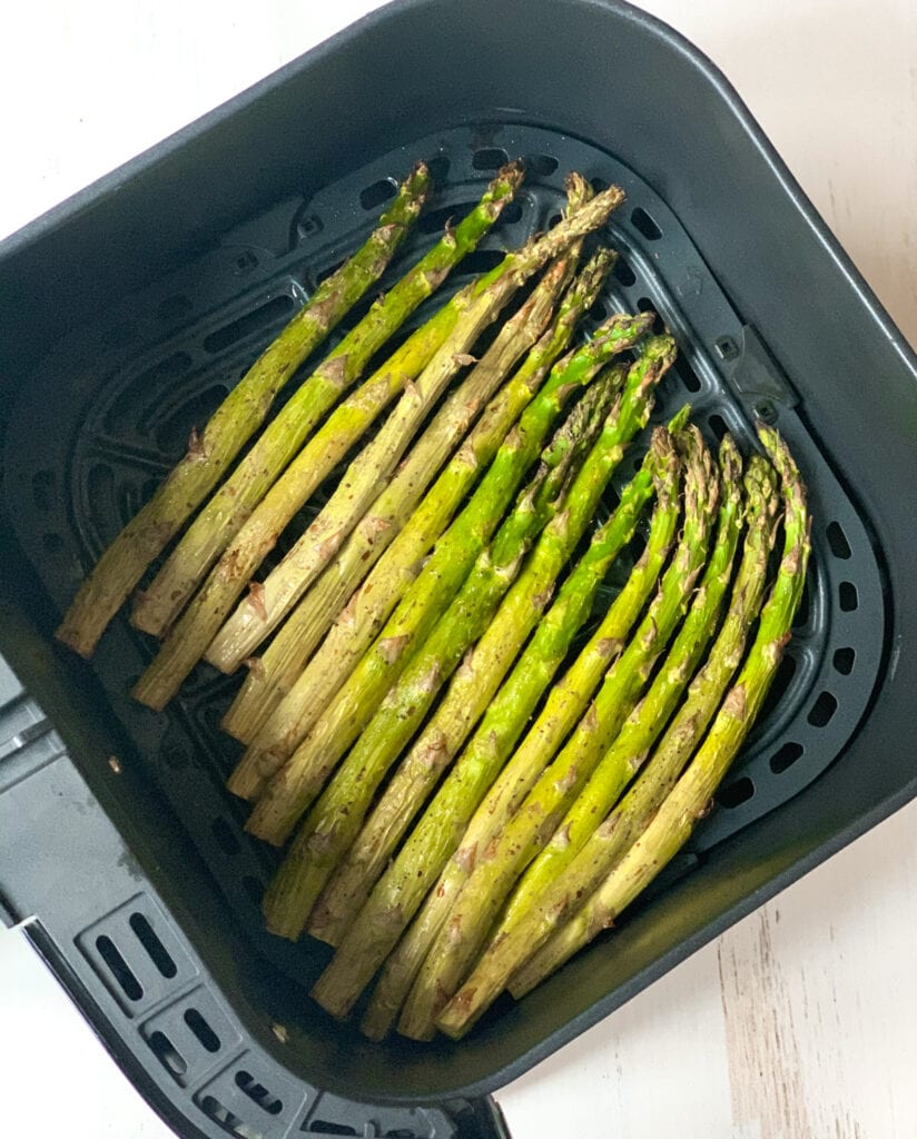 air fried asparagus in the basket