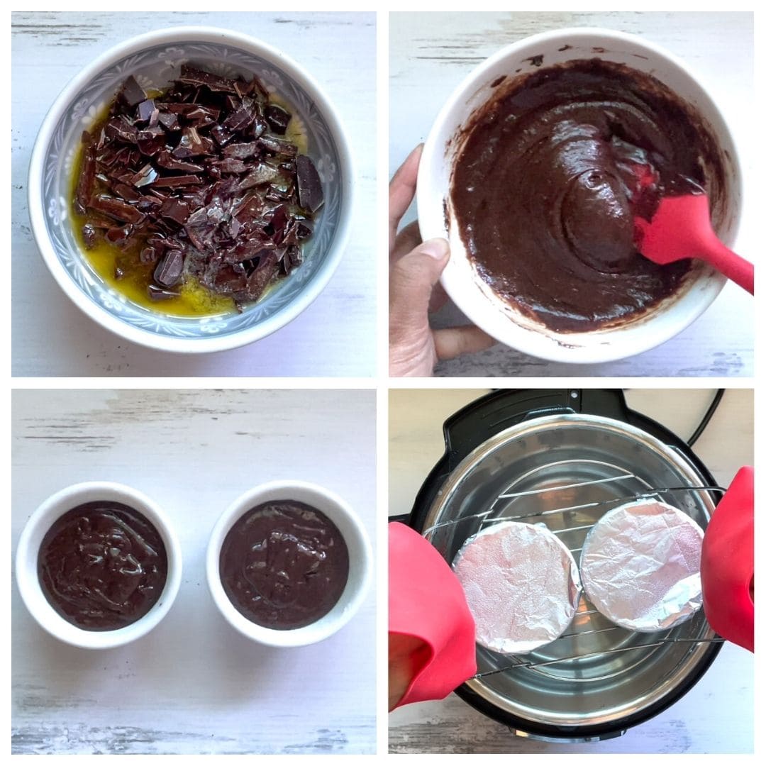 Steps to make chocolate lava cake in the instant pot