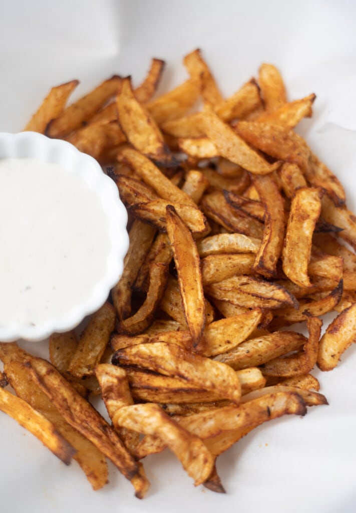 Roasted Turnip Fries served with ranch dip