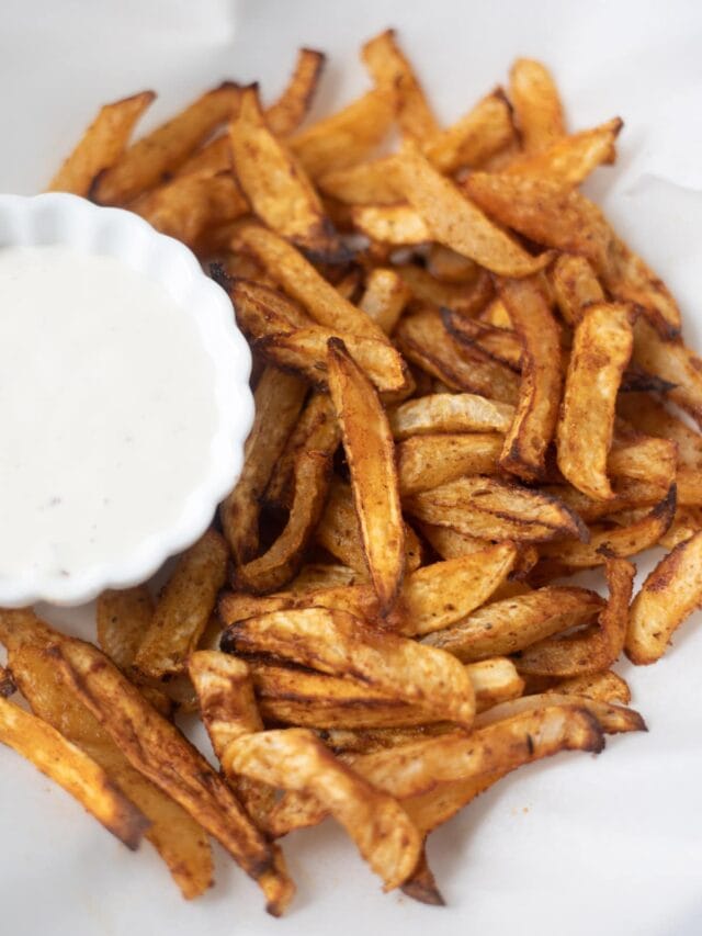 Roasted Turnip Fries served with ranch dip