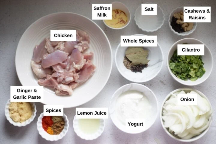ingredients for chicken biryani