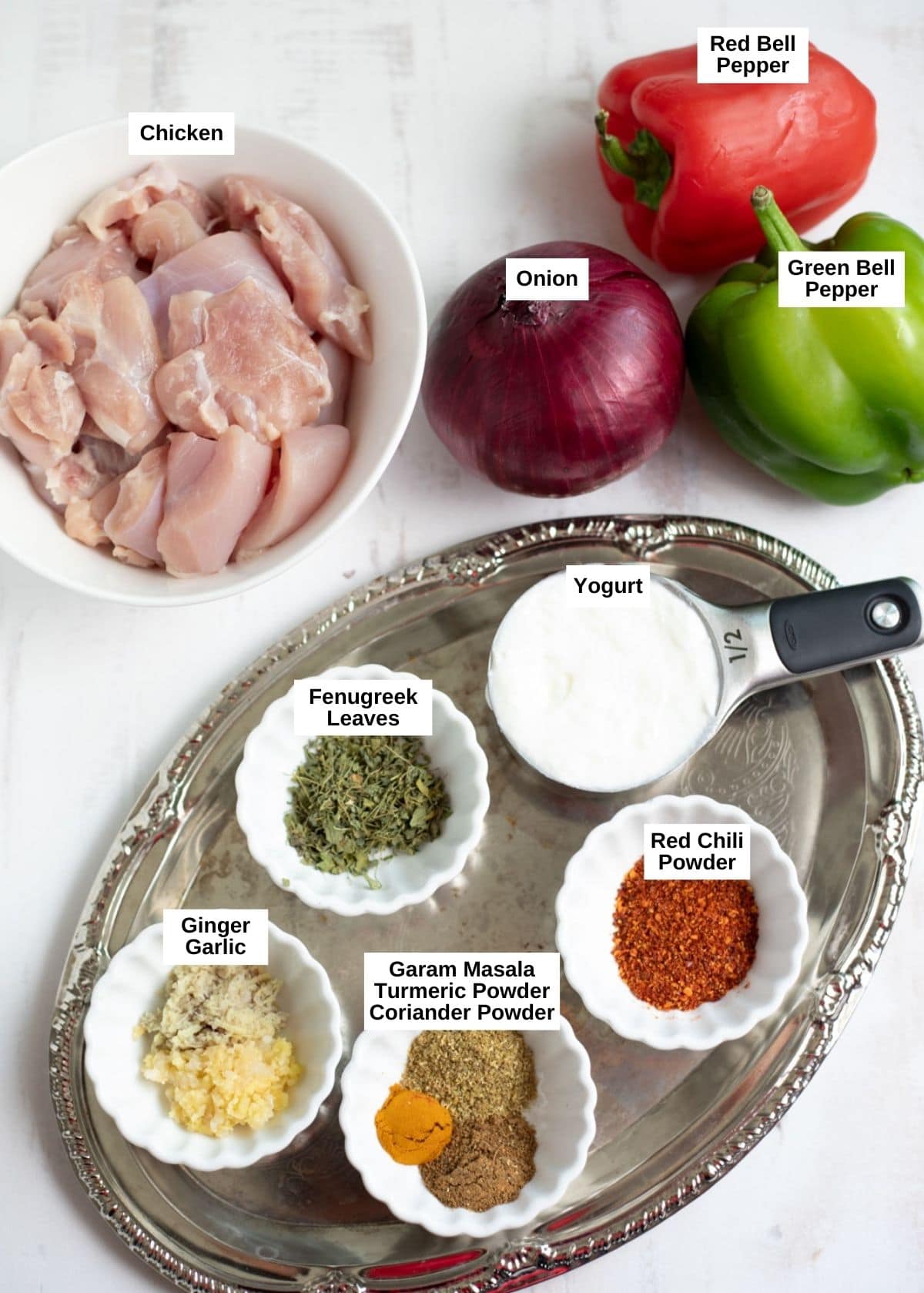 Ingredeints to make chicken tikka kebab 