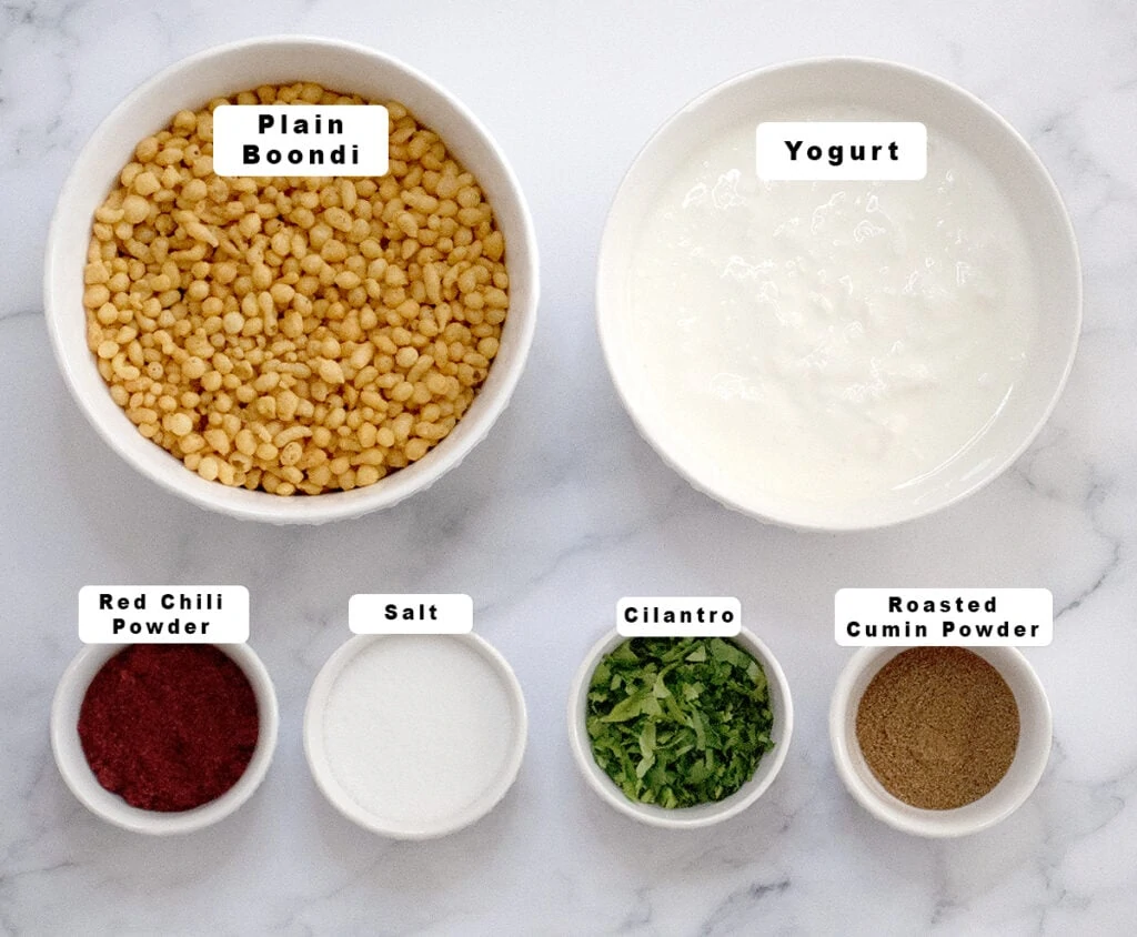 Ingredients for dahi boondi