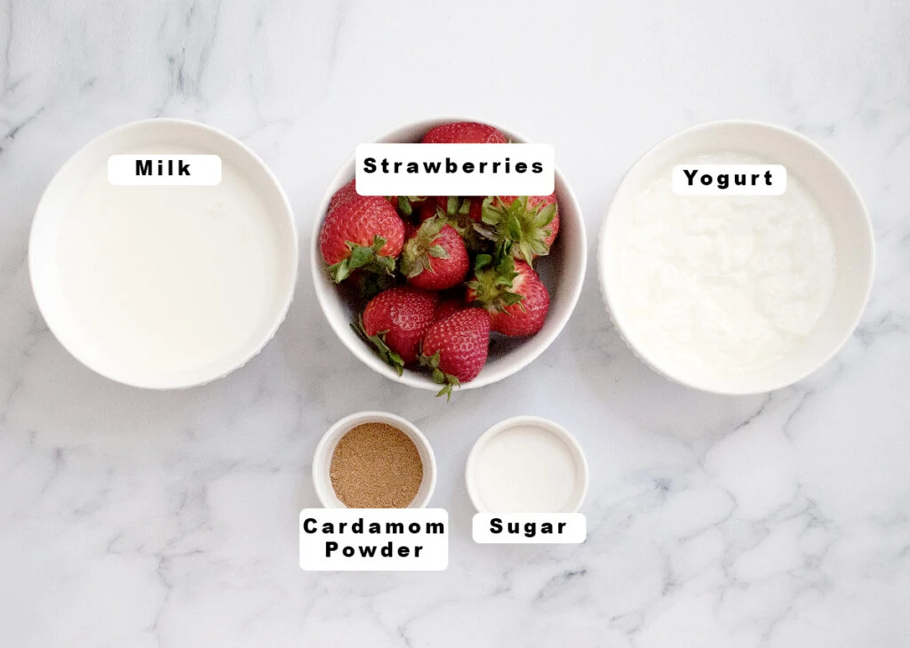 Ingredients for strawberry lassi