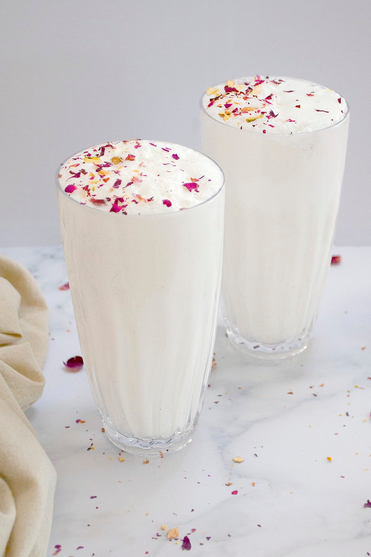 Plain sweet lassi in a glass