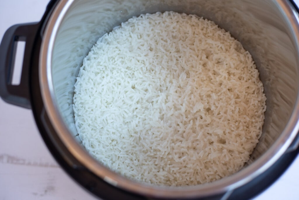 Cooked white cal rose rice in the instant pot