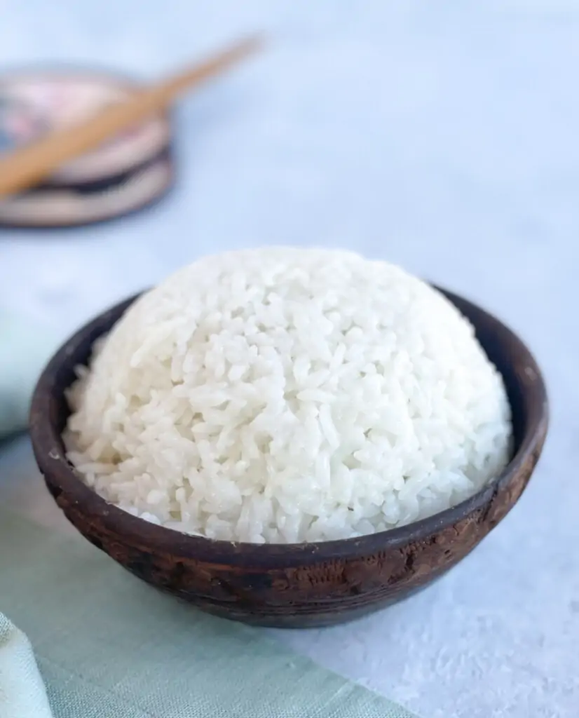 Calrose rice served in a bowl asian style