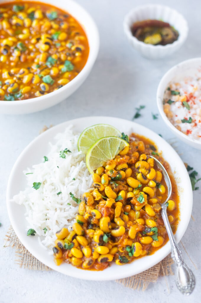 black eyed peas curry (Rongi) with rice