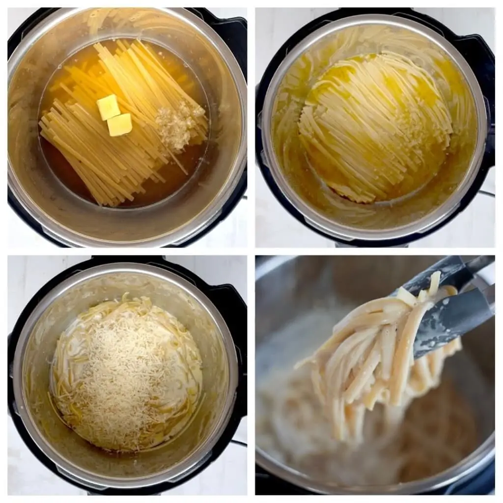 Step by step recipe for instant pot fettuccini Alfredo