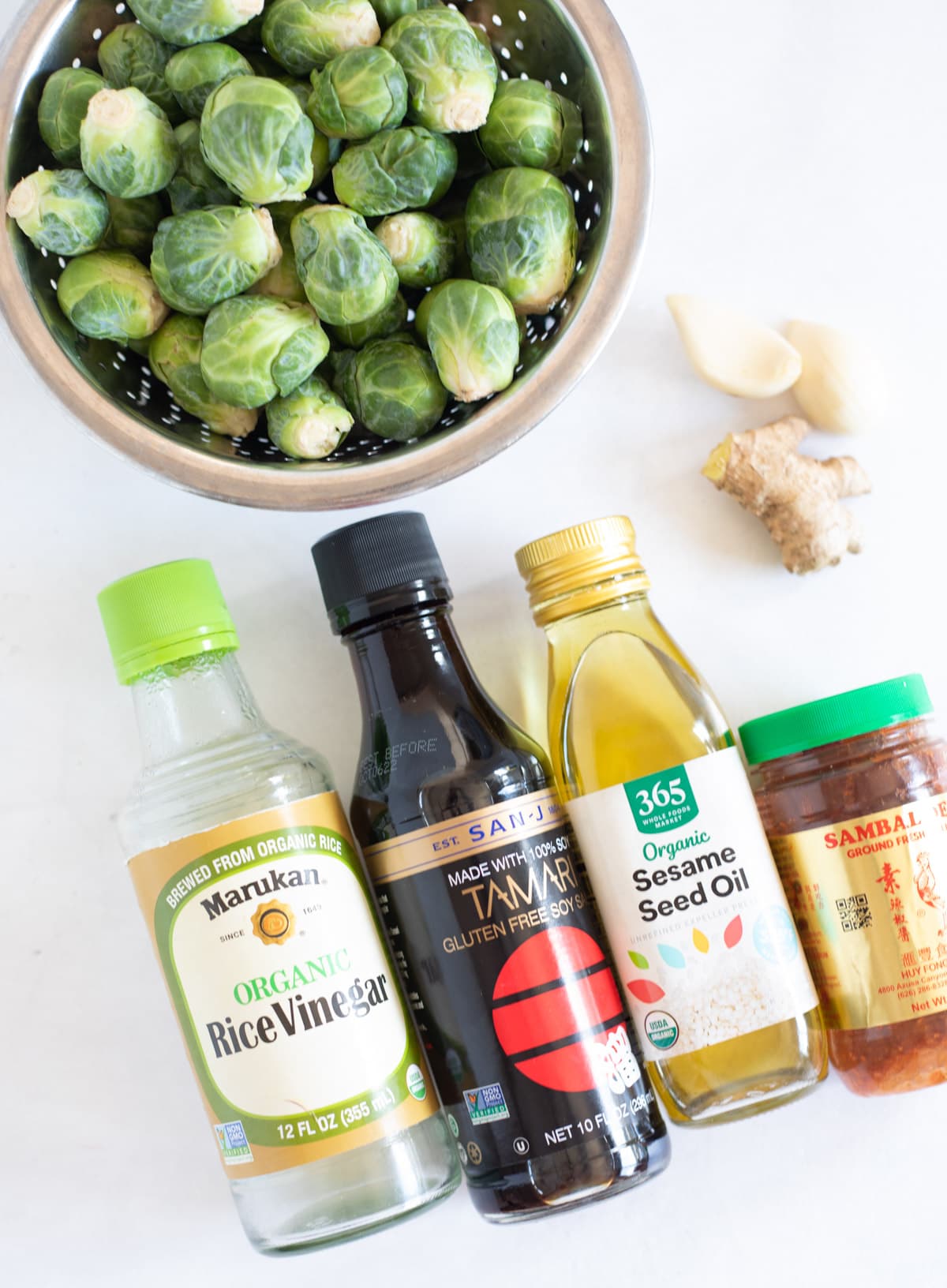 ingredients to make Chinese style Brussels sprouts