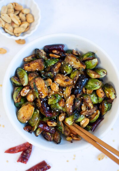 Easy Kung Pao Brussels Sprouts - Piping Pot Curry