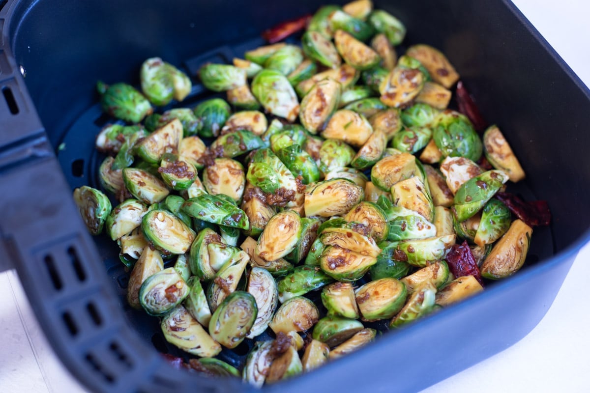 Asian Brussels sprouts in the air fryer 