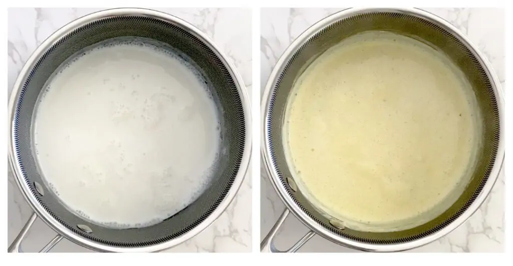 Boil milk for almond milk in a pan