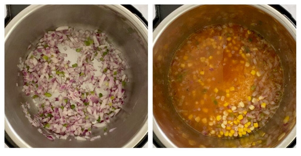 steps image on how to make Spanish rice in instant pot