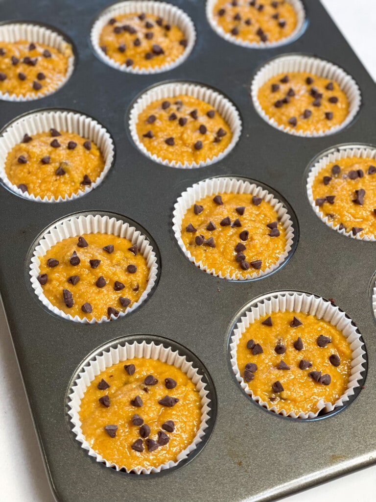 Healthy pumpkin muffins with almond flour ready to bake 