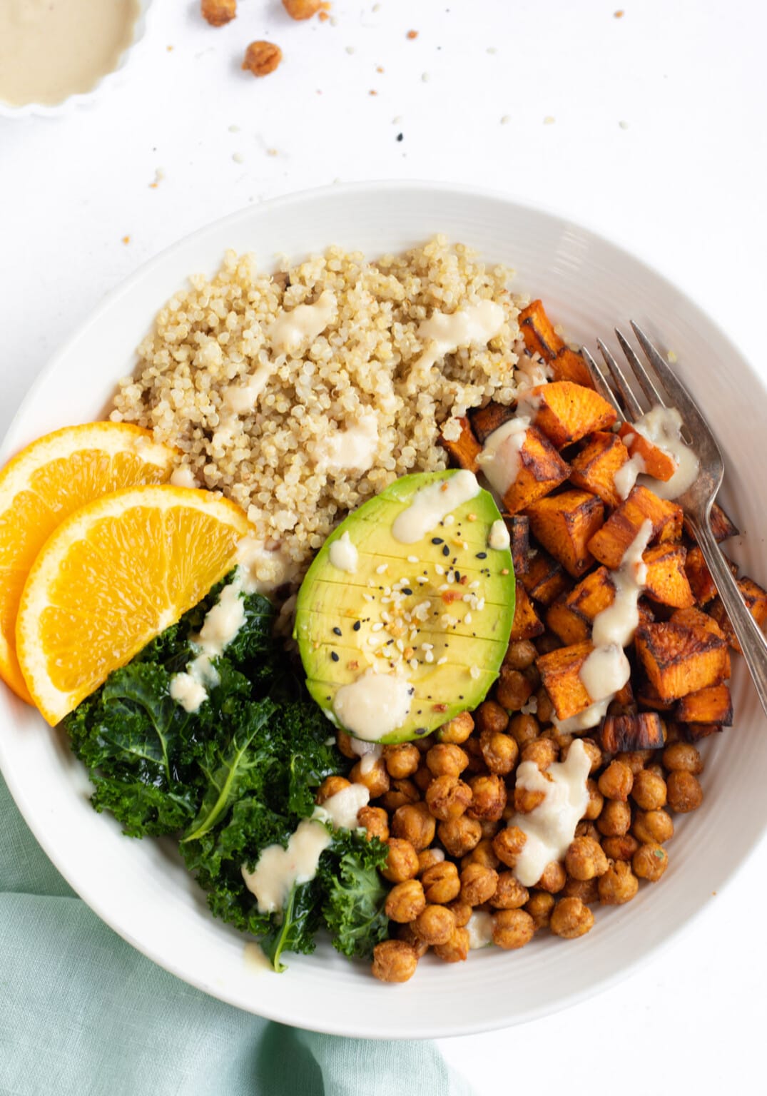 Vegan Sweet Potato Quinoa Buddha Bowl - Piping Pot Curry