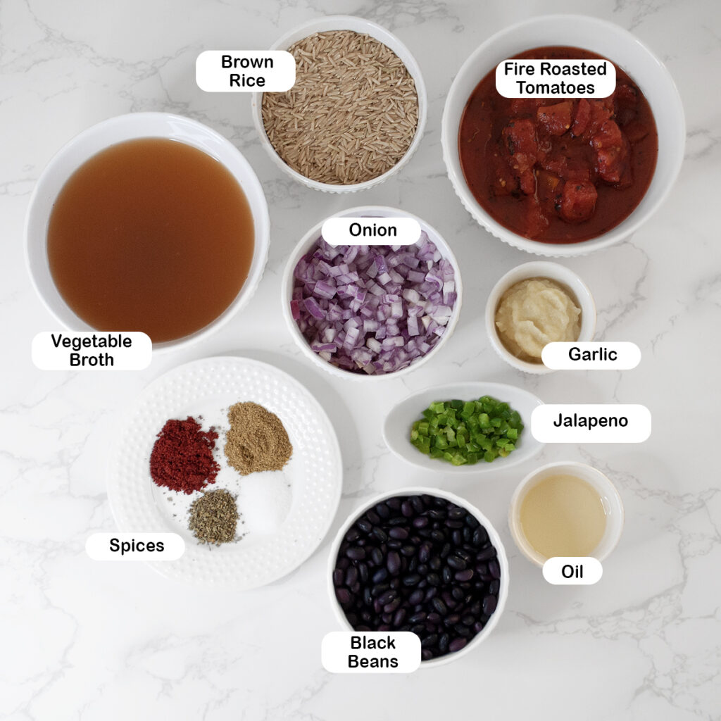 Ingredients you'll need for beans and rice recipe