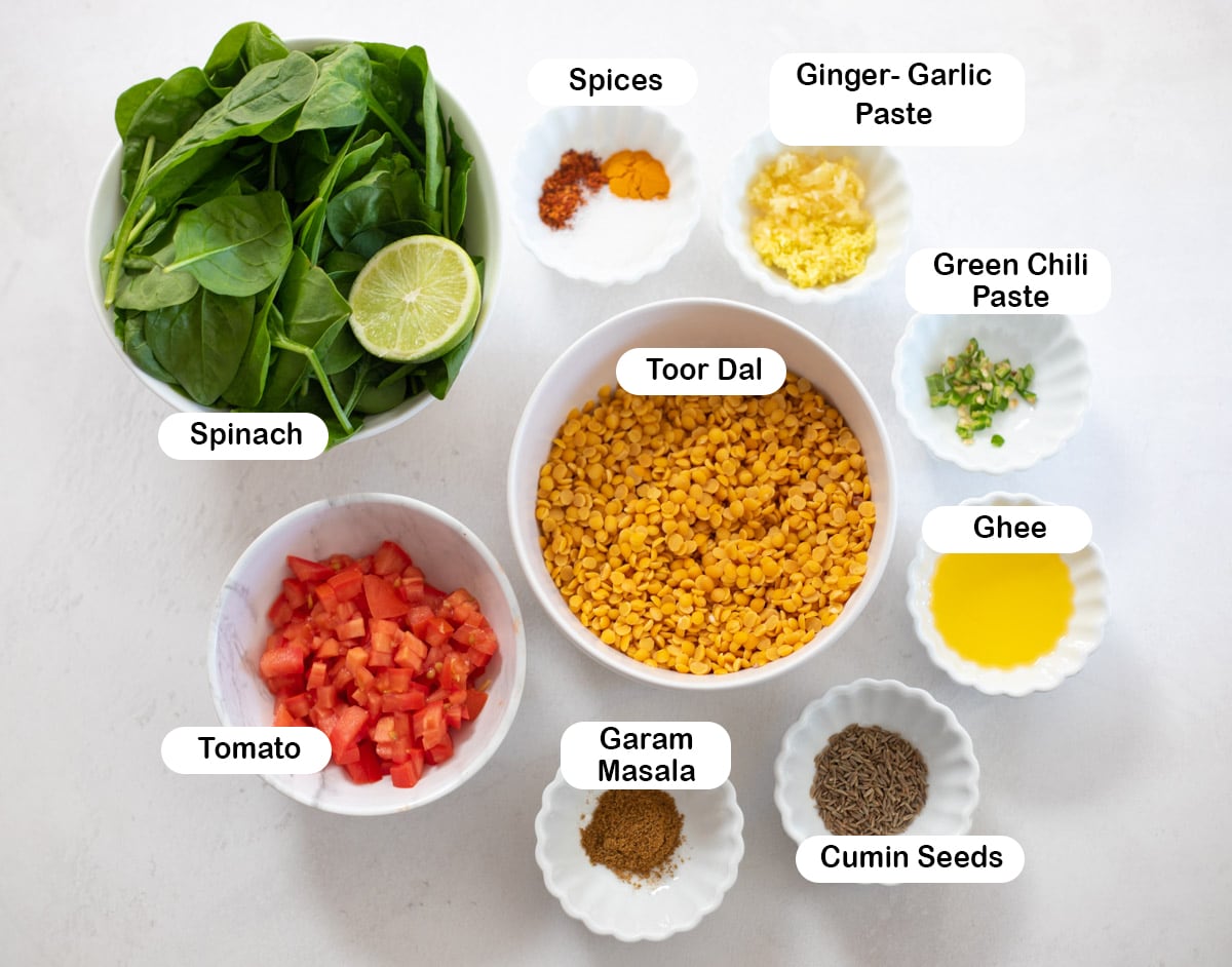 ingredients for Dal Palak 