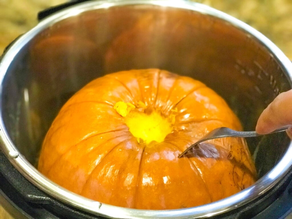 Cooked whole pumpkin in the instant pot