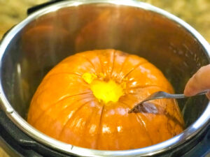 Cooked whole pumpkin in the instant pot