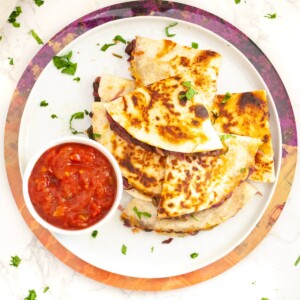 vegetarian quesadillas served with salsa