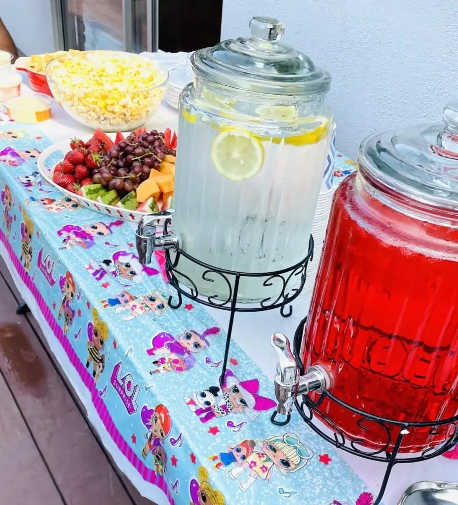 drinks such as roohafza and lemonade at indian birthday party