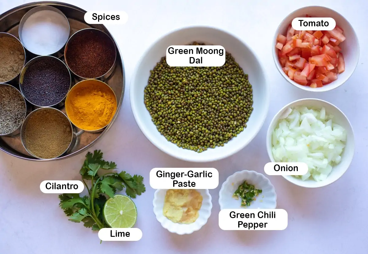ingredients to make green moong dal 