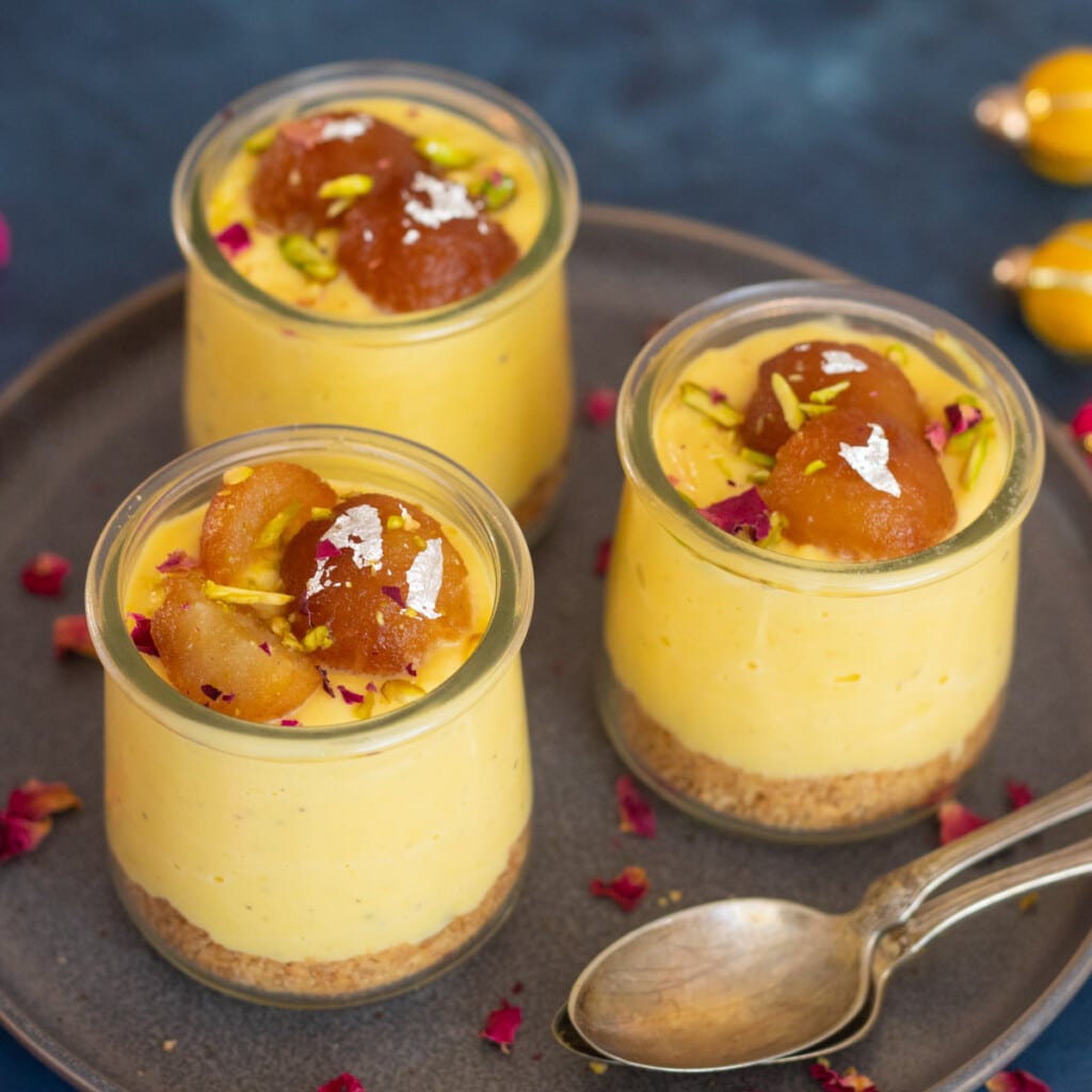 Indian fusion dessert - Gulab jamun custard jars
