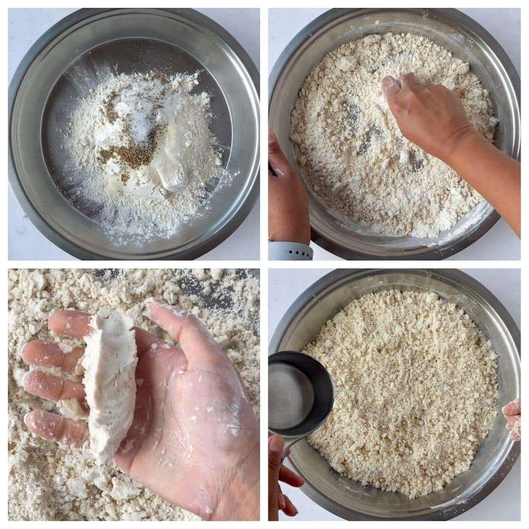 steps to make dough and check that it is khasta (will be soft yet crunchy)