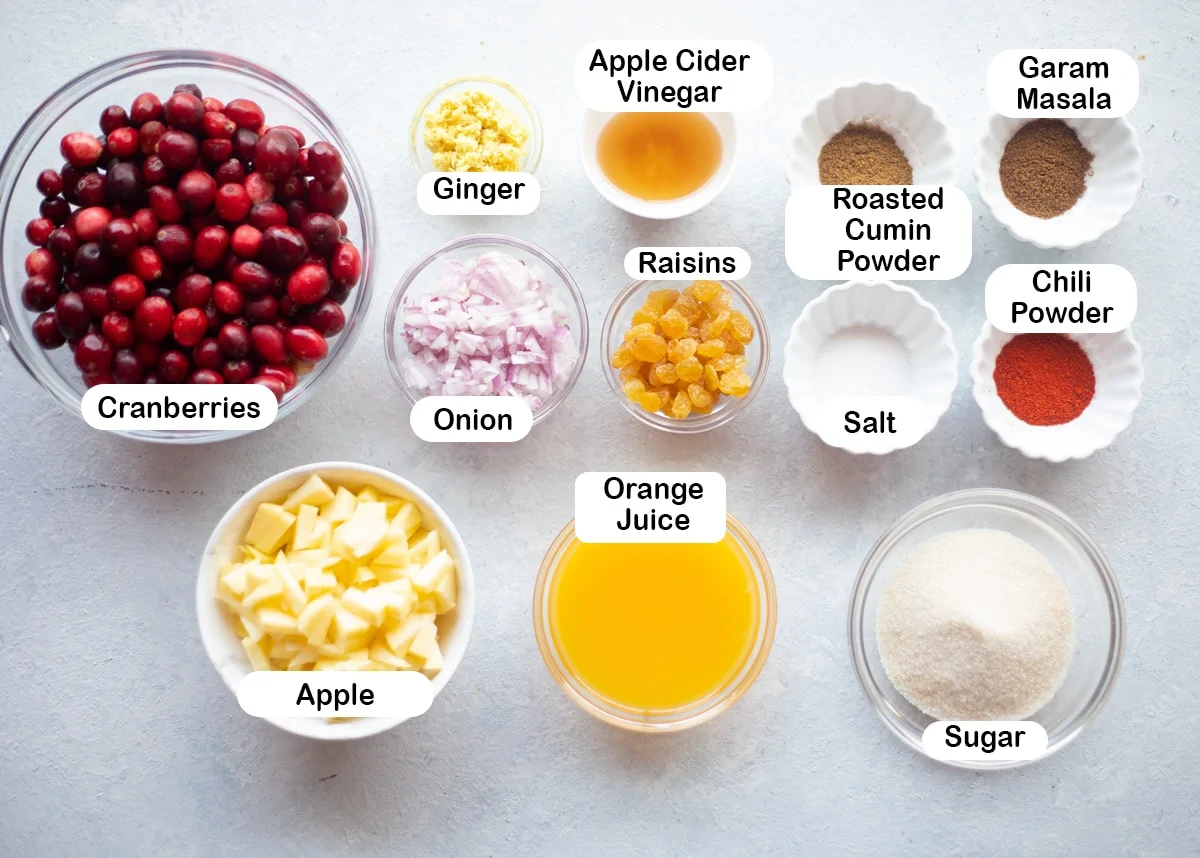 Ingredients to make Cranberry Chutney
