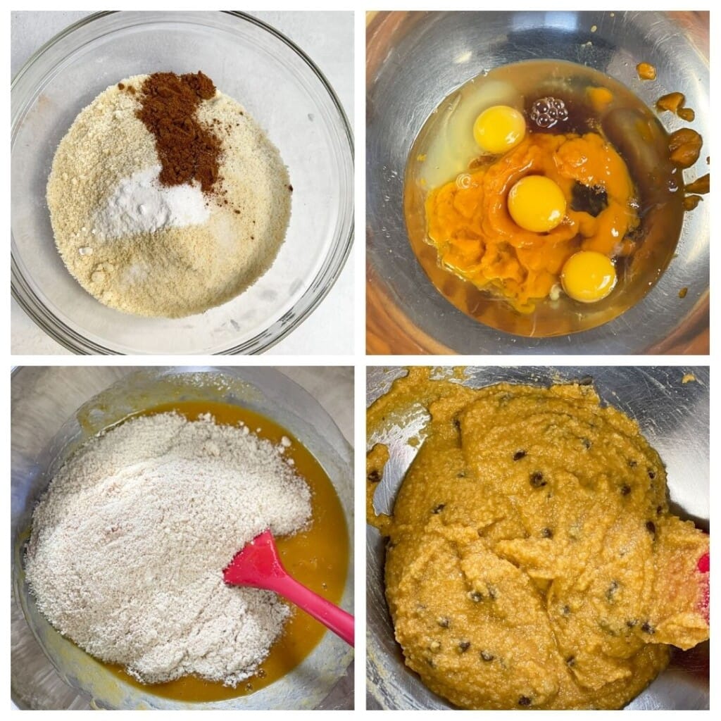 steps to make muffins with almond flour and pumpkin puree