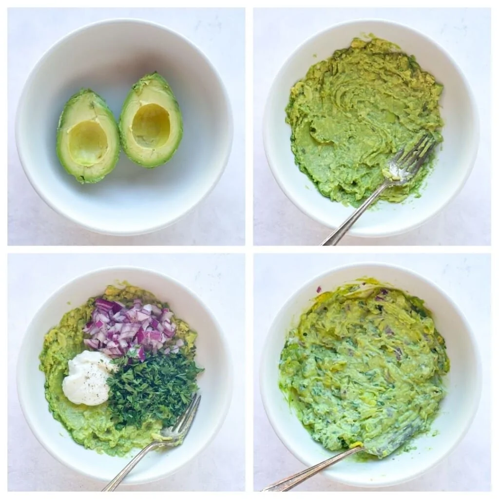 Steps to make avocado egg salad 