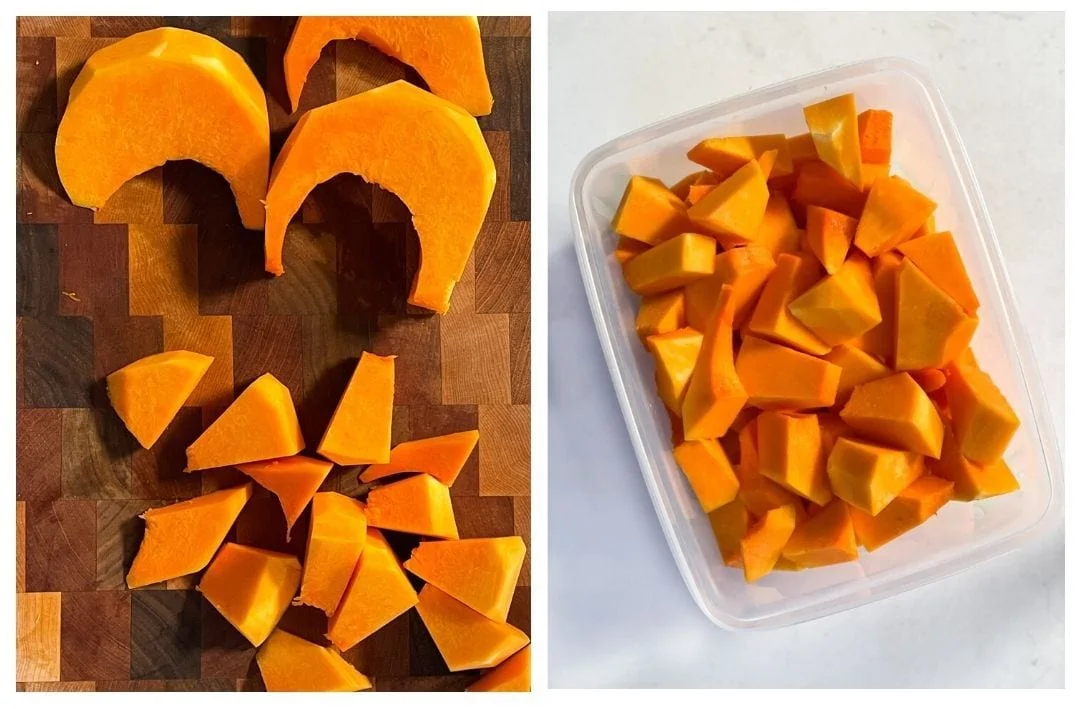 Pumpkin cut into cubes