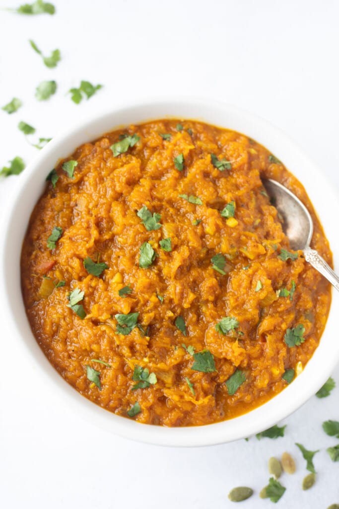 indian khatti meethi kadu ki subzi in a bowl