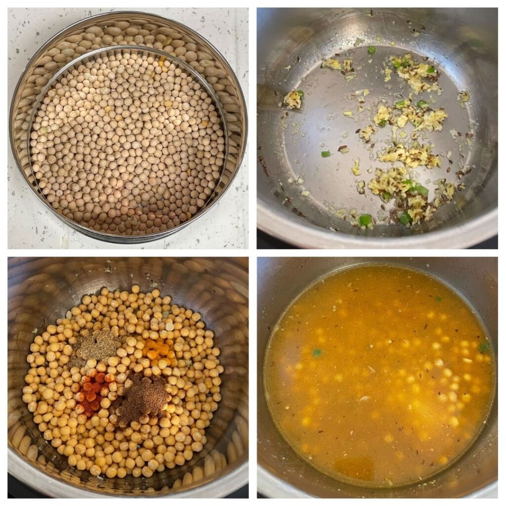 steps to make ragda in a pressure cooker (yellow peas curry)