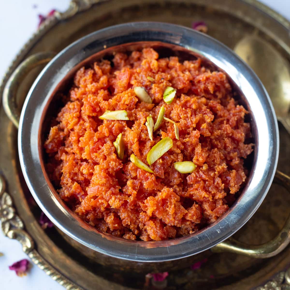 gajar ka halwa in a pretty bowl