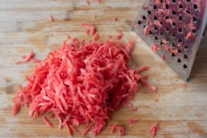 Grated carrots using a hand grater