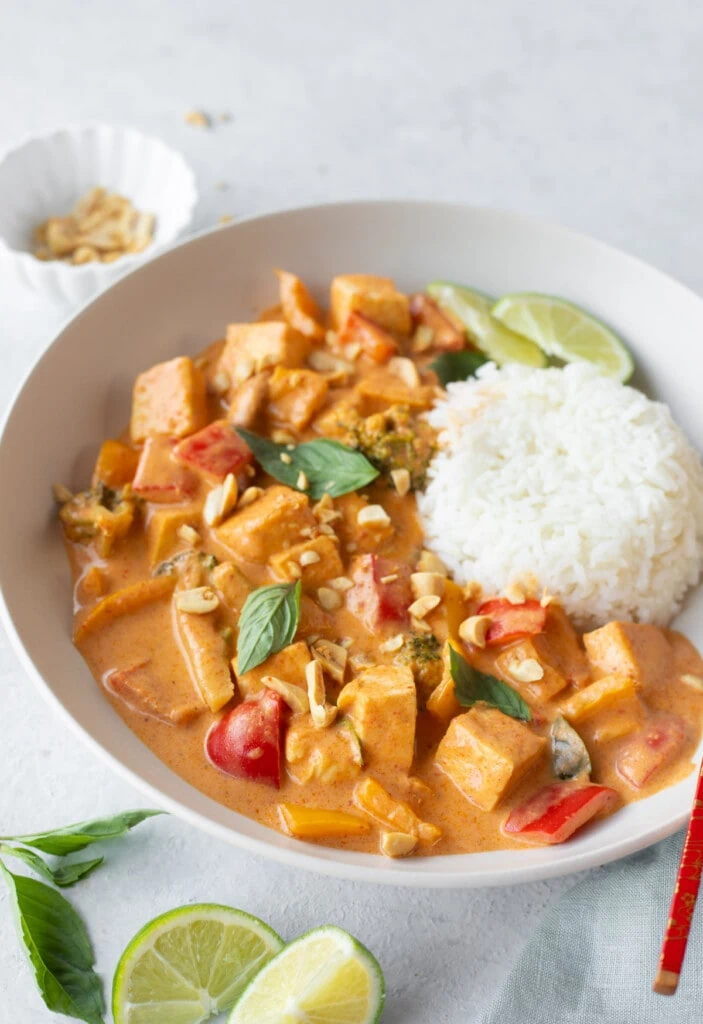 Vegetarian Thai  Panang Curry served with jasmine rice 