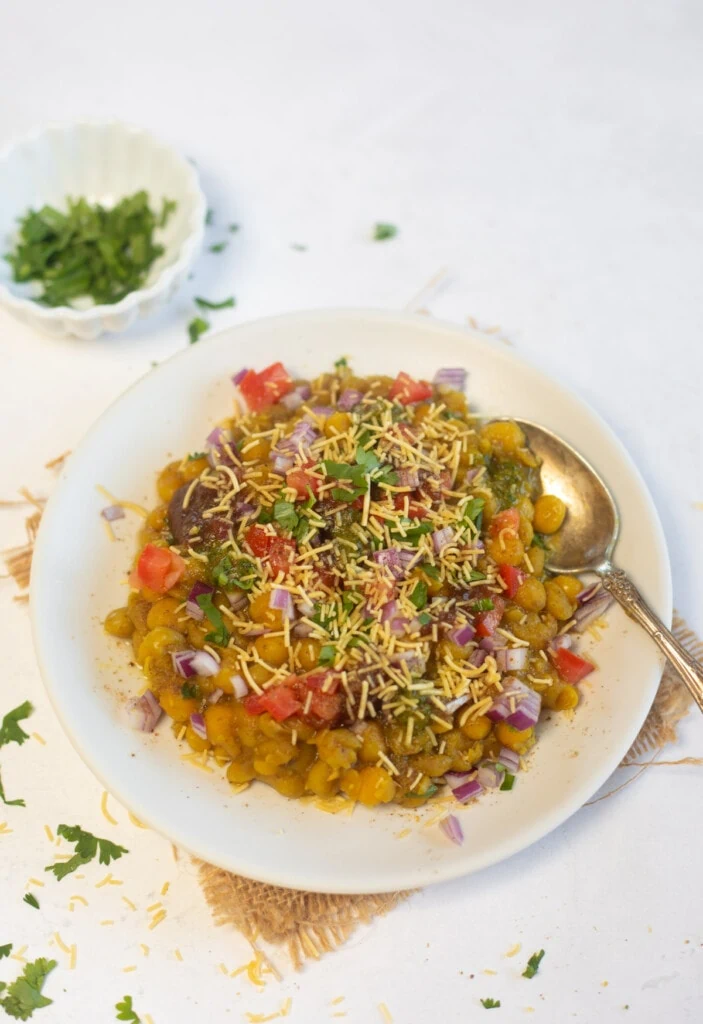 Delicious and easy to make Ragda Chaat in a plate