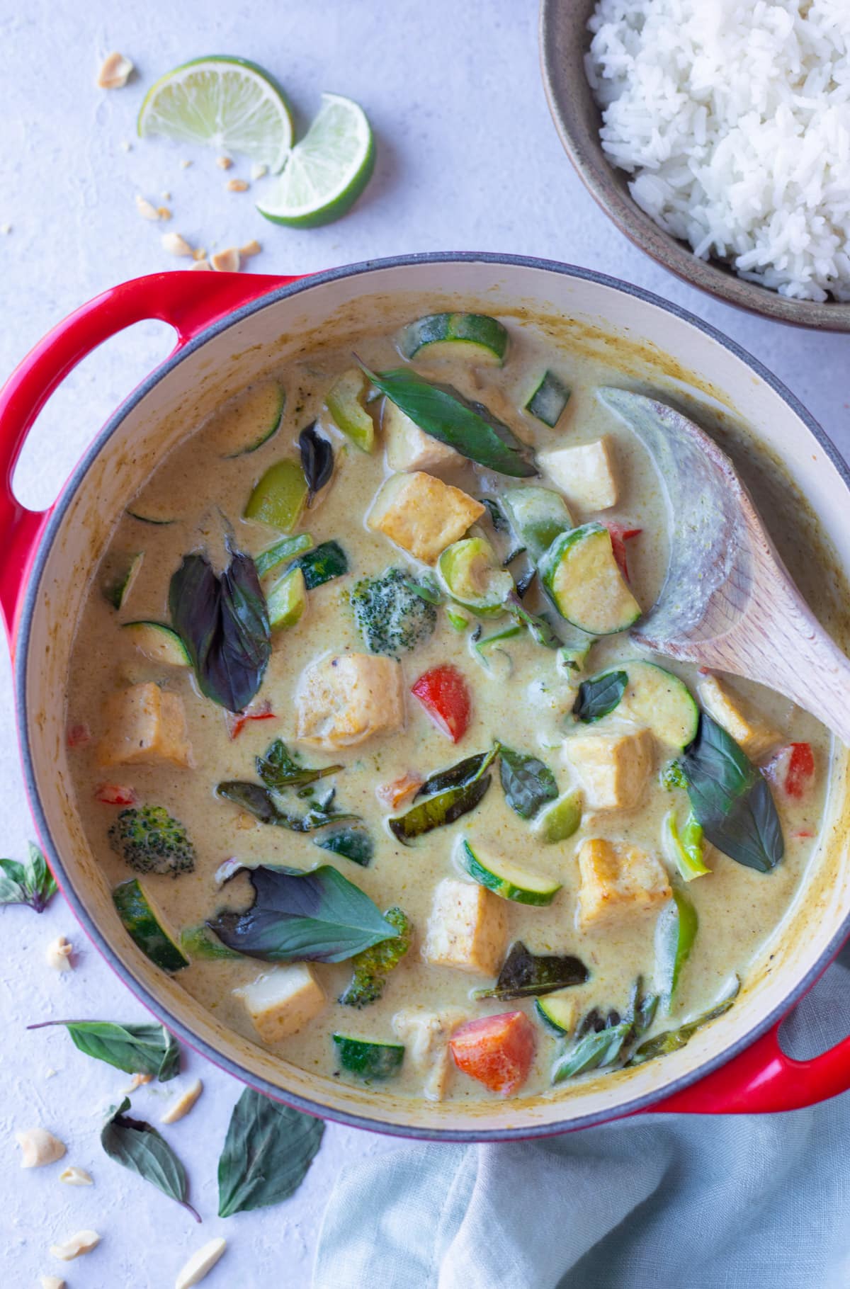 Vegan Thai Green Curry Tofu & Vegetables in a bowl 