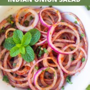 The best indian onion salad garnished with mint and spices