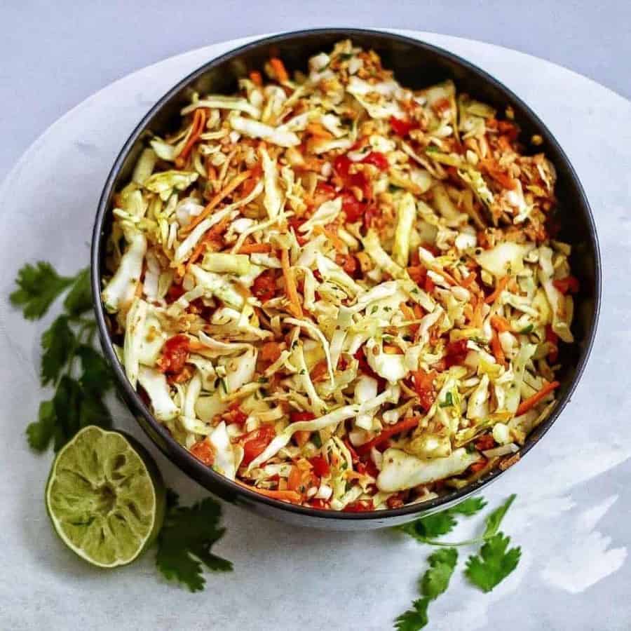Indian Cabbage Slaw served in a bowl