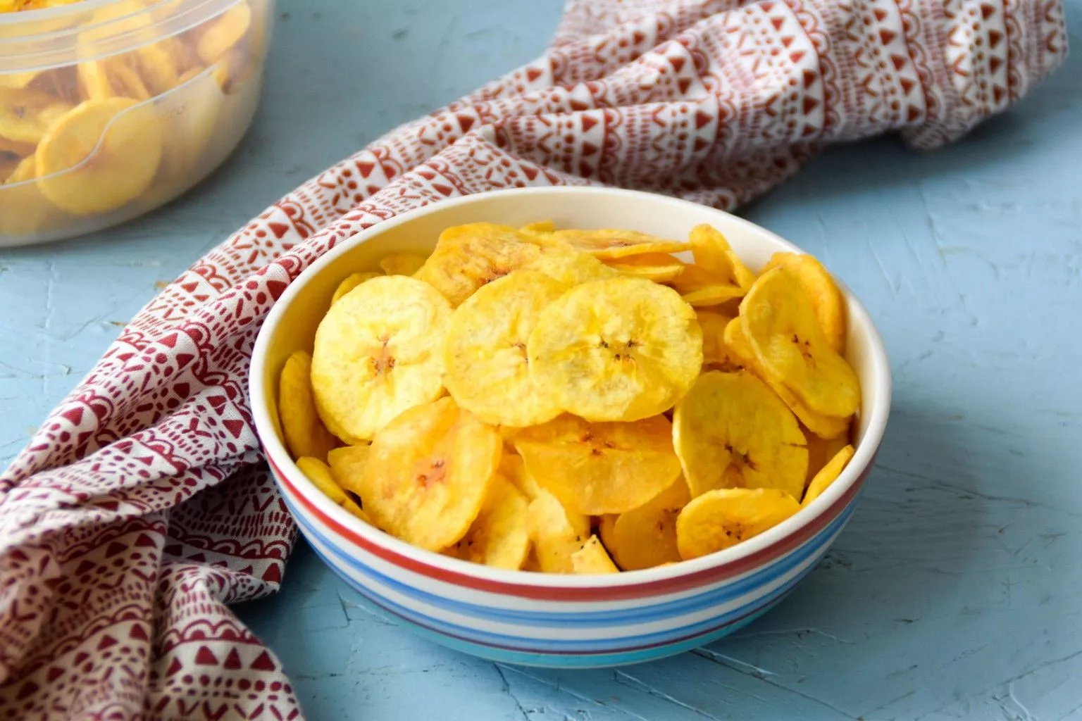 Plantain chips in a bowl 