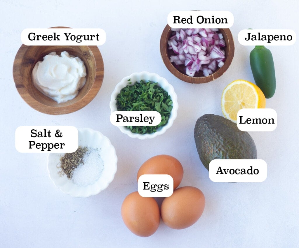 Ingredients for avocado egg salad 