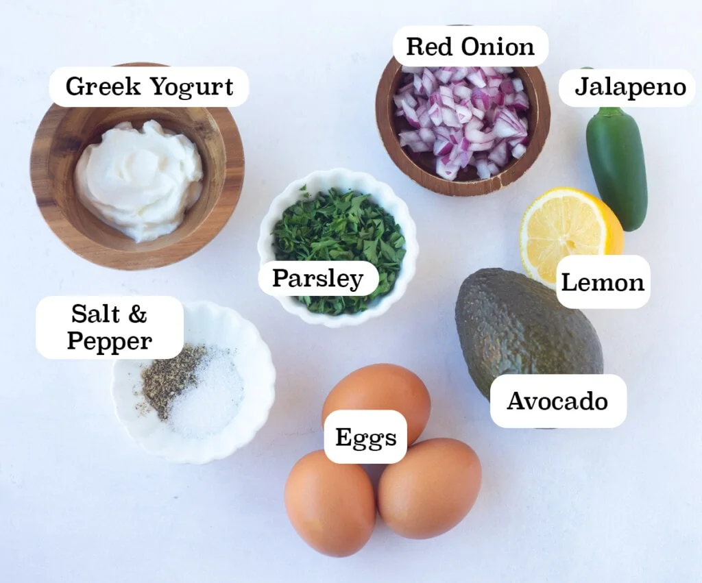 Ingredients for avocado egg salad
