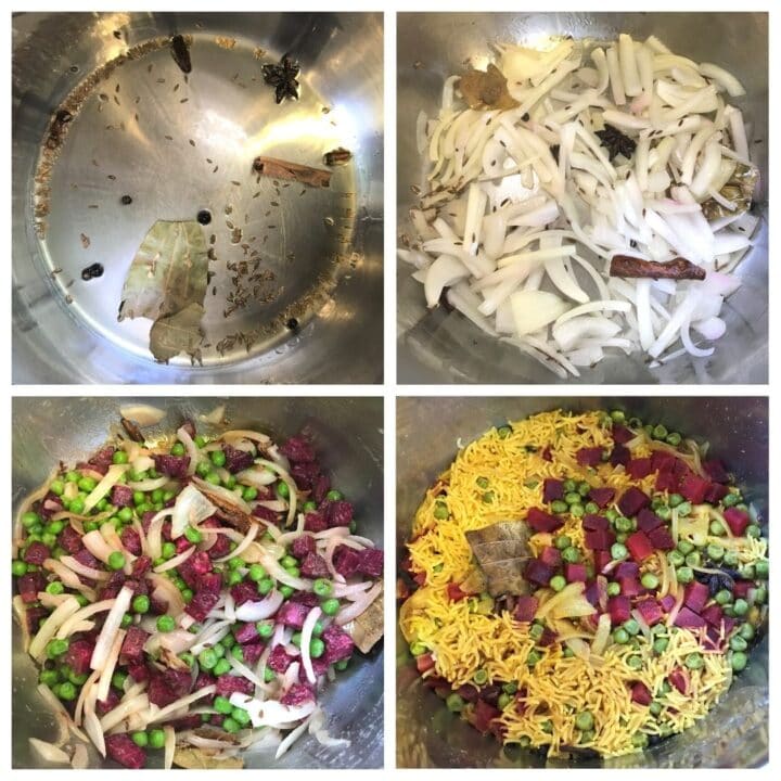 Beet Rice Pilaf / Beetroot Rice Instant Pot Piping Pot Curry