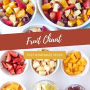 fruit chaat and fruit chaat ingredients in a bowl