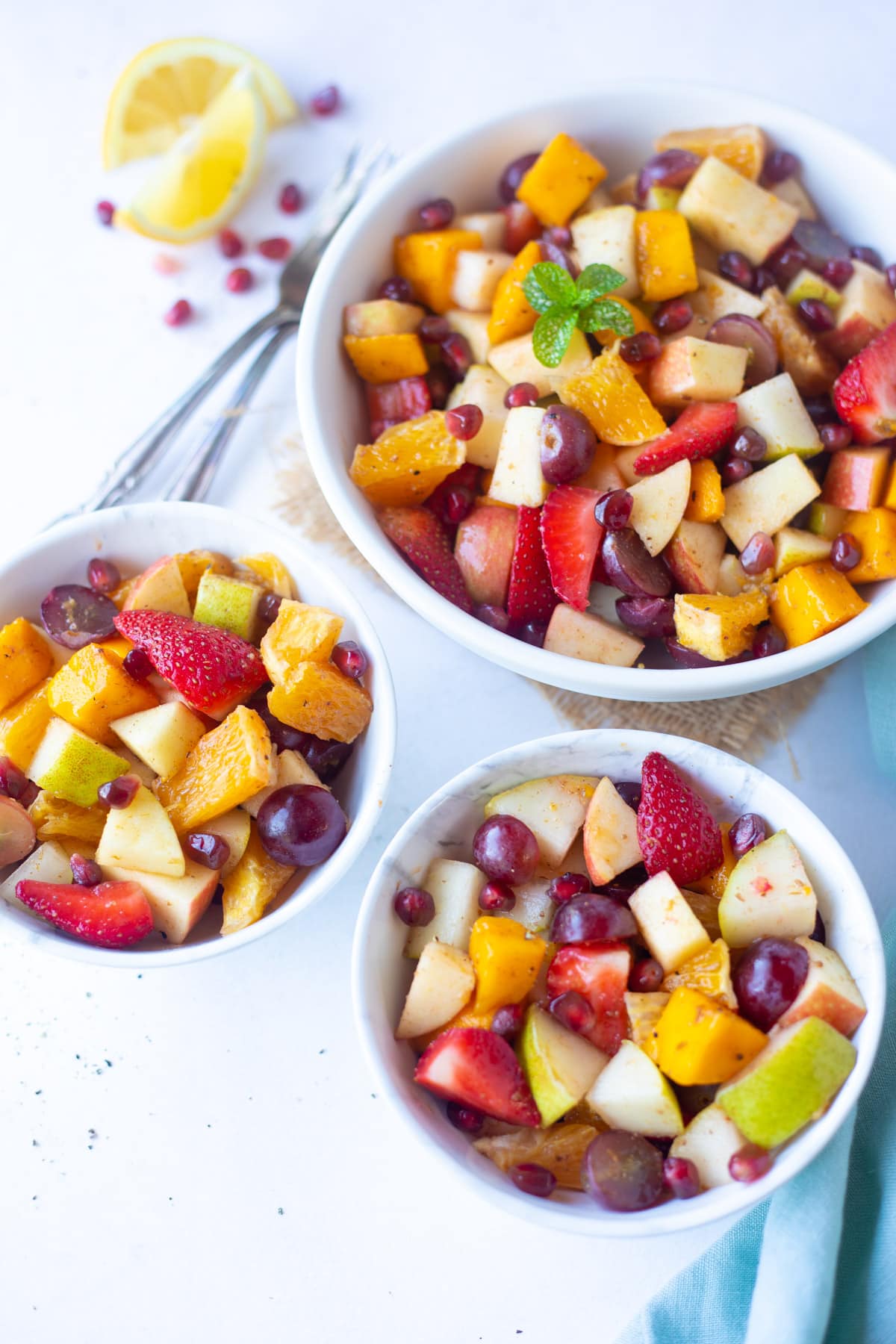 Fruit chaat served in bowls 