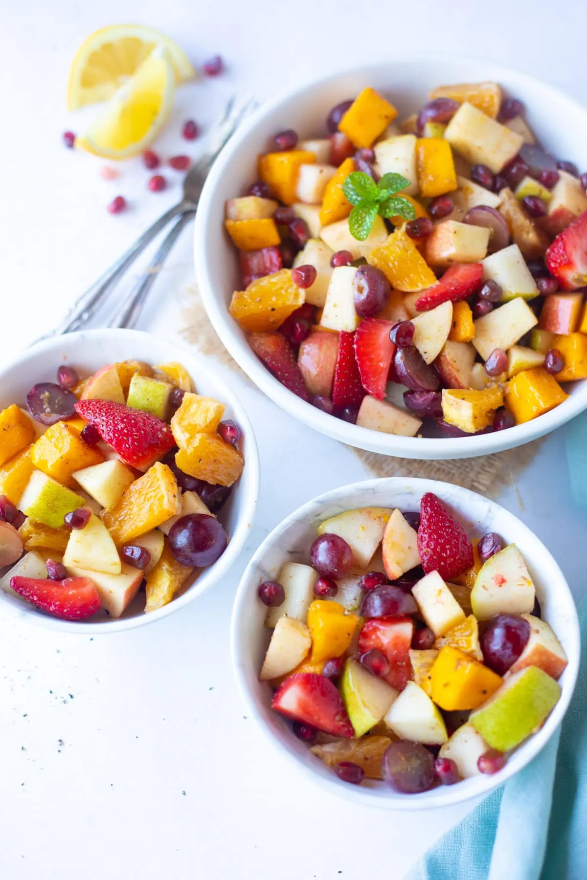 Fruit chaat served in bowls